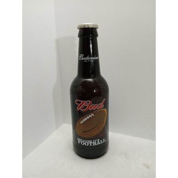 Budweiser Jumbo Beer Bottle 15” BECAUSE IT'S FOOTBLL W/ Lid Decor Man Cave - Picture 1 of 7
